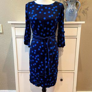 Boden navy and blue polka dot dress